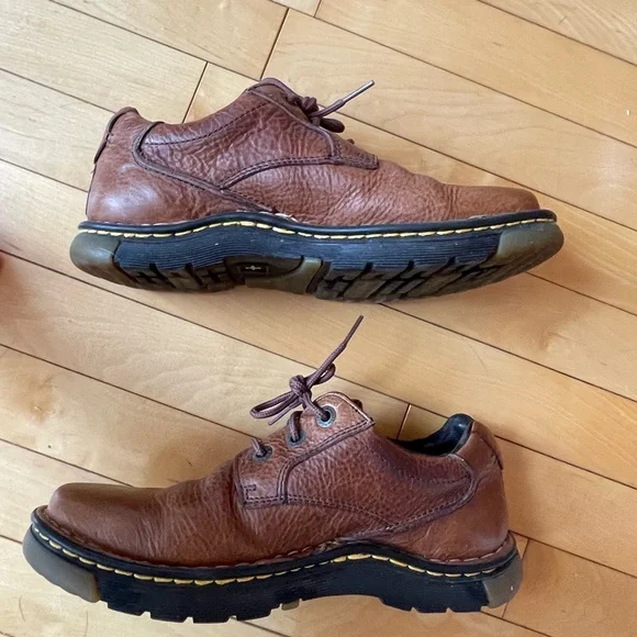 Women9 men8 Oxford Docs shoe lace tan vintage leather Dr. Martens yellow s… - Picture 7 of 10